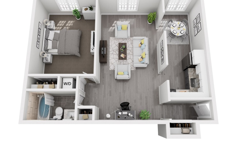 A1 - 1 bedroom floorplan layout with 1 bathroom and 522 square feet