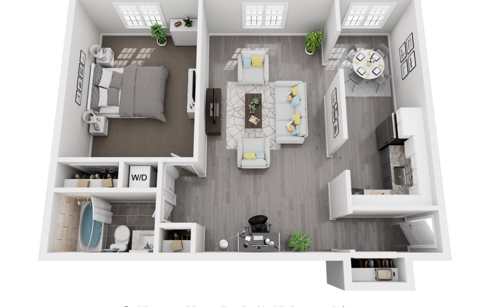 A1 - 1 bedroom floorplan layout with 1 bathroom and 522 square feet